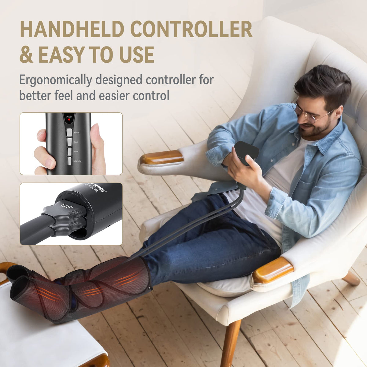 Air Compression Leg and Foot Massager with Heat F8771