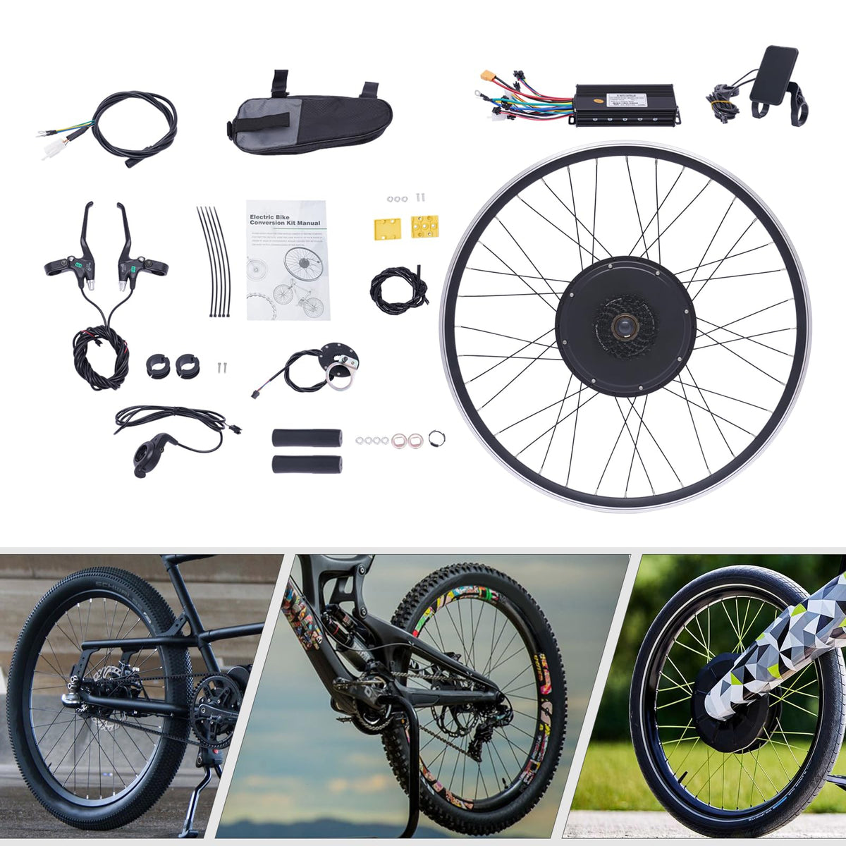 28"/29" Rear Wheel 48V 1000W Electric Bike Conversion Kit with LCD Display V993