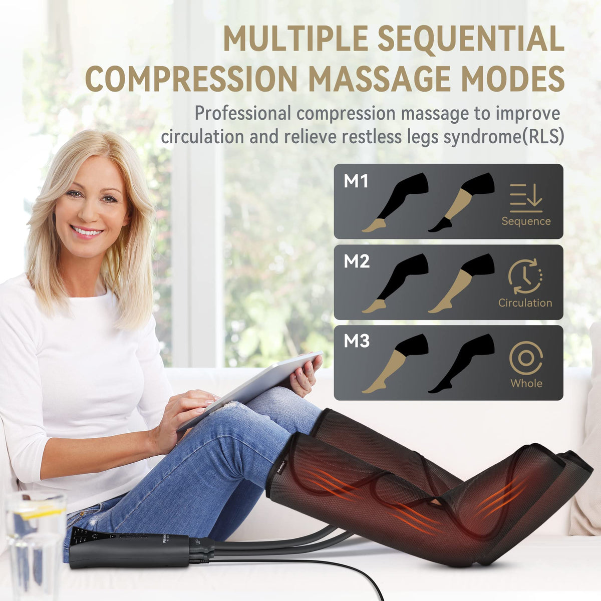 Air Compression Leg and Foot Massager with Heat F8771