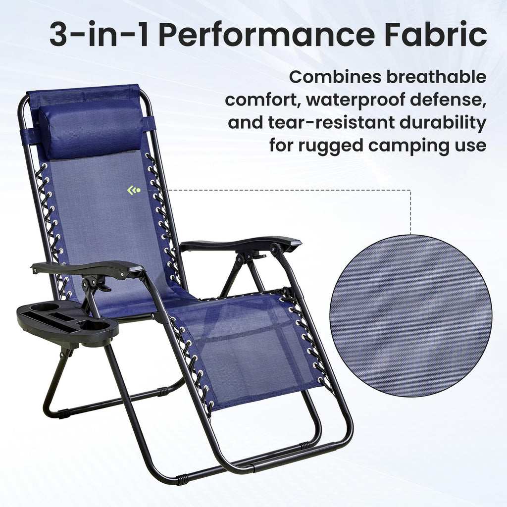Blue 2-Pack Zero Gravity Lounge Chair with Cup Tray Y62908