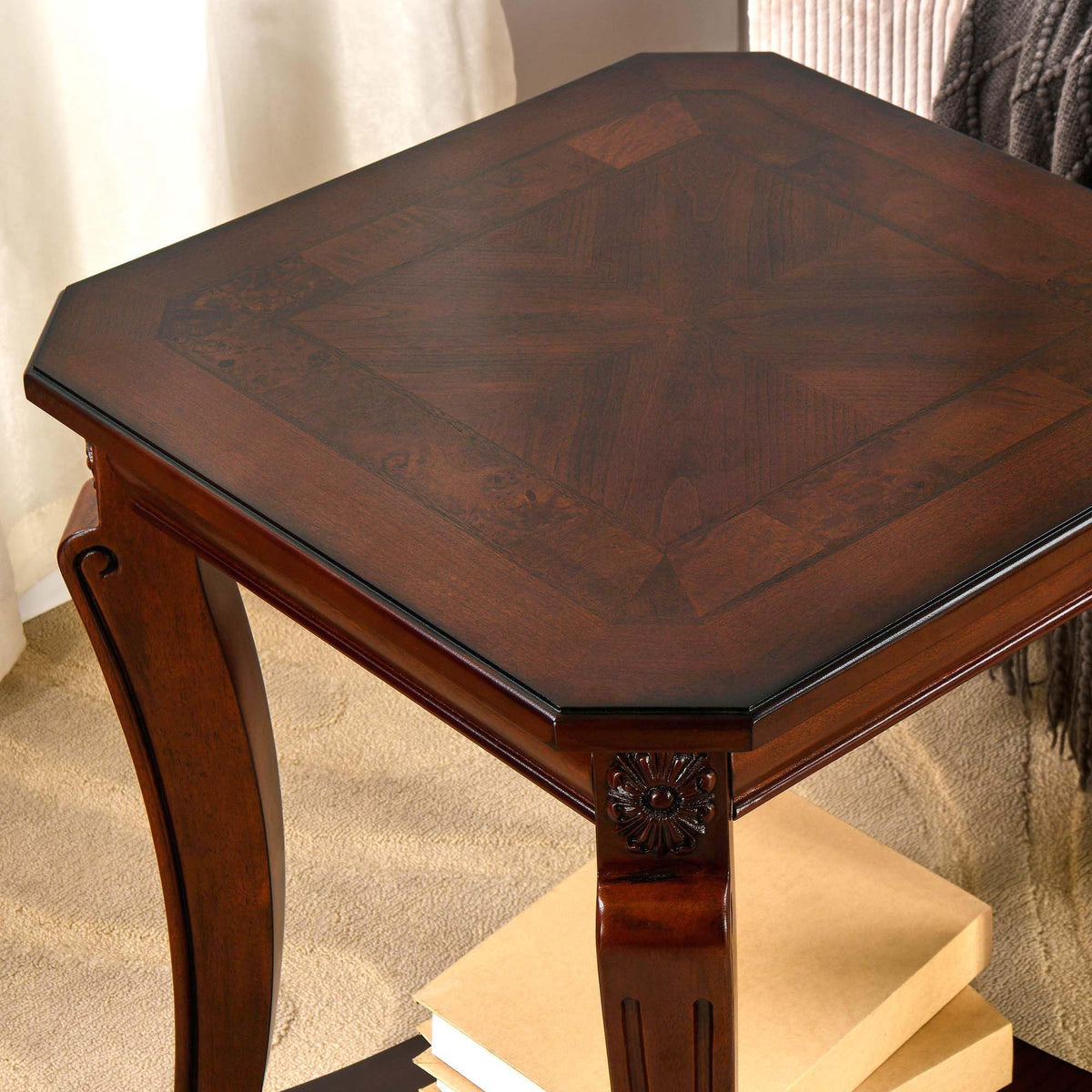 Vintage Wood End Table with Storage Shelf J3917