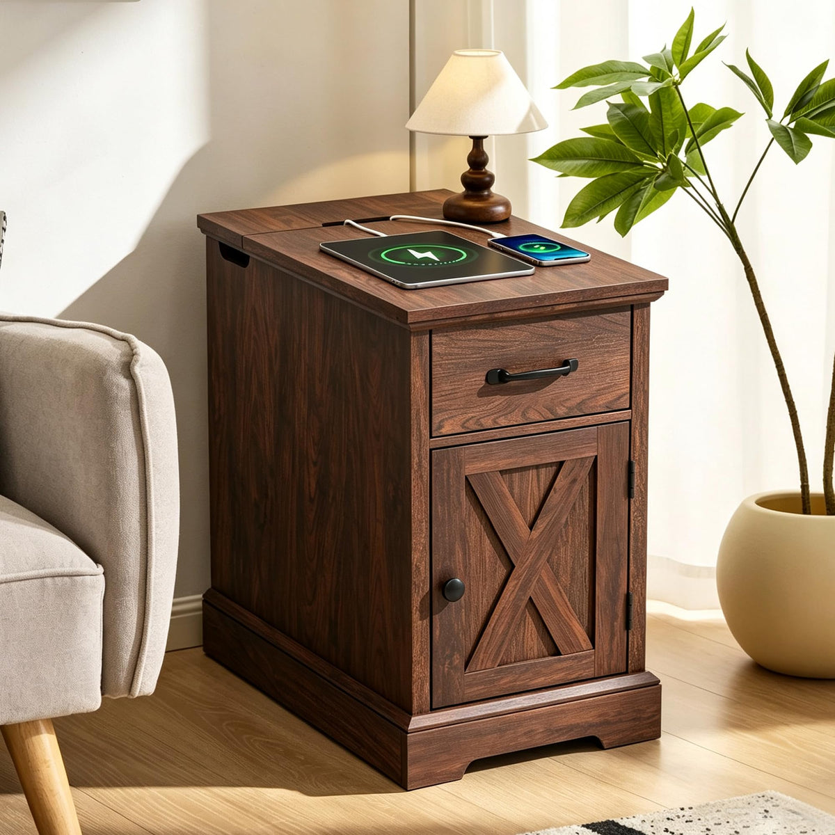 23.6'' Narrow End Table with Charging Station H95967