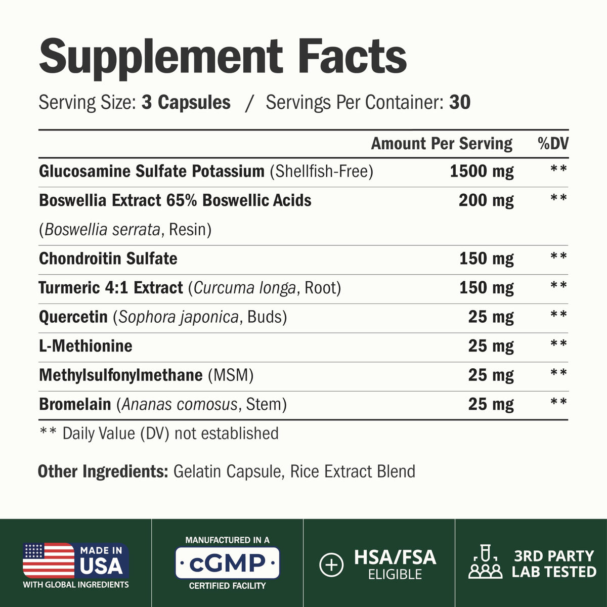 Glucosamine Chondroitin MSM Joint Support Supplement 90 Ct T590