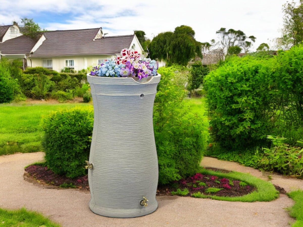 50 Gallon Gray Rain Barrel with Planter R913137