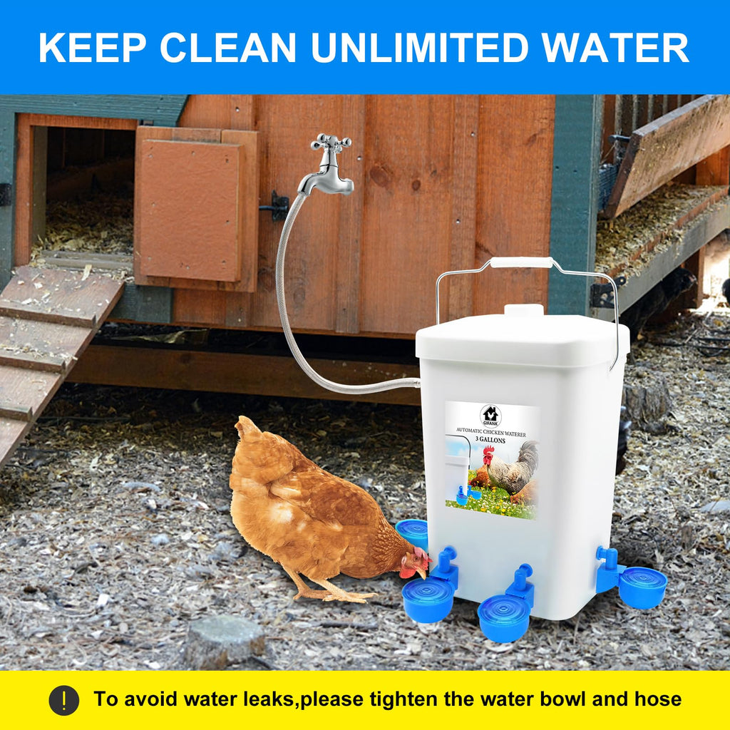 3 Gallons Automatic Poultry Waterer with Hose Attachment V612999