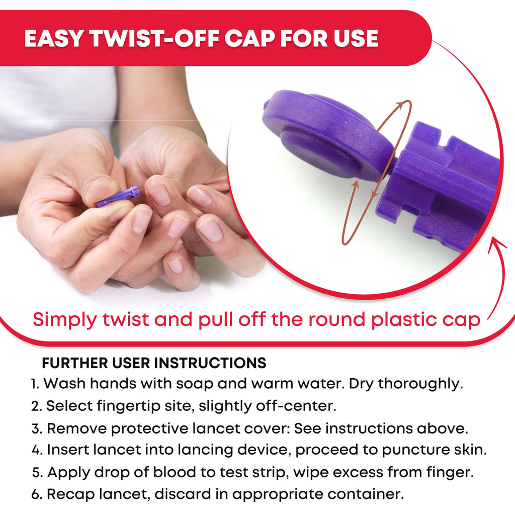 Sterile Twist-Cap Lancets 30G Purple 500 Count M76971
