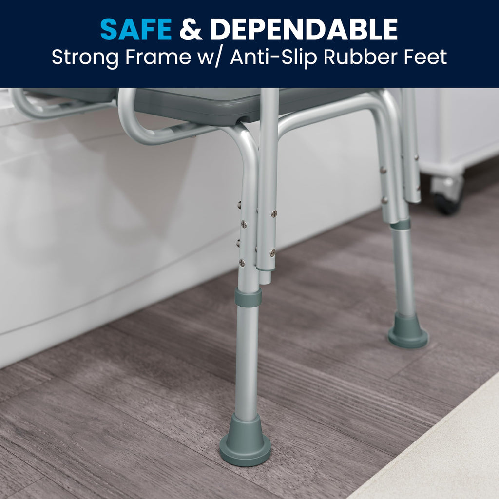Adjustable Gray Bath & Shower Transfer Bench with Back and Side Arm Y217