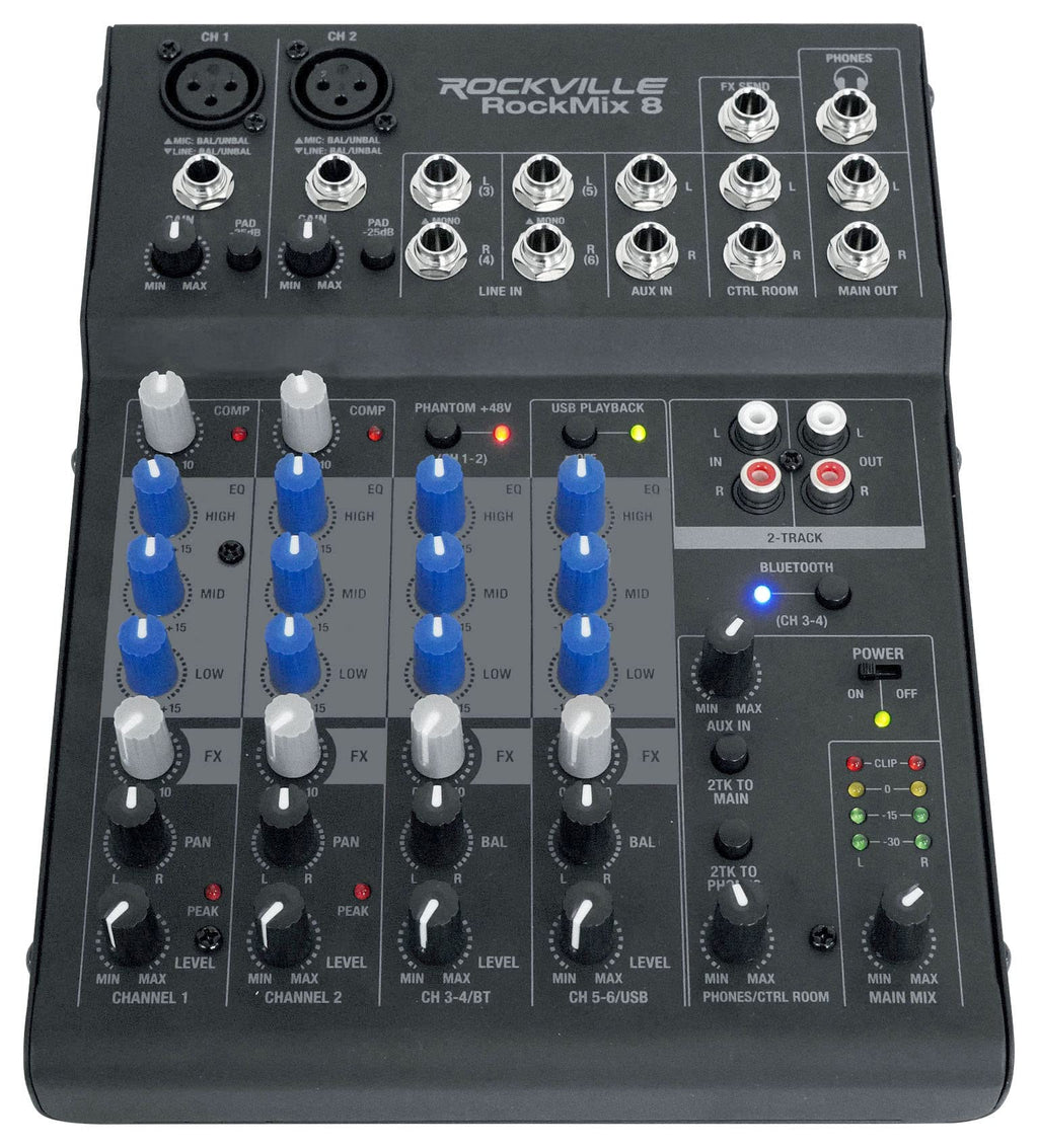 15" Powered PA Speaker Pair with 8 Mixer M96039