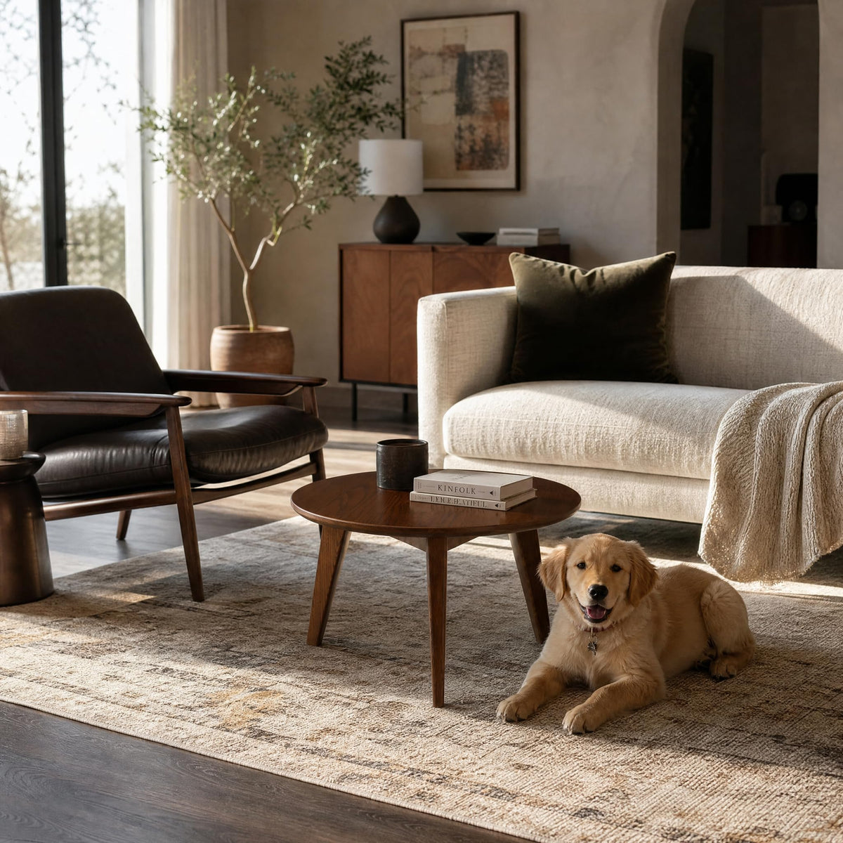 Solid Wood Round Coffee Table T538