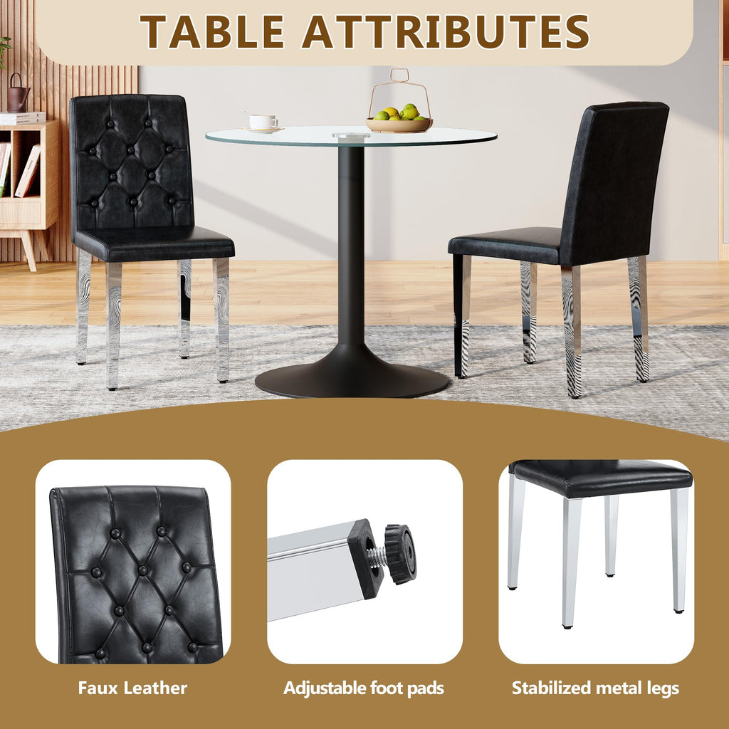 Black Upholstered Dining Chairs Set of 4 with Silver Metal Legs Z759