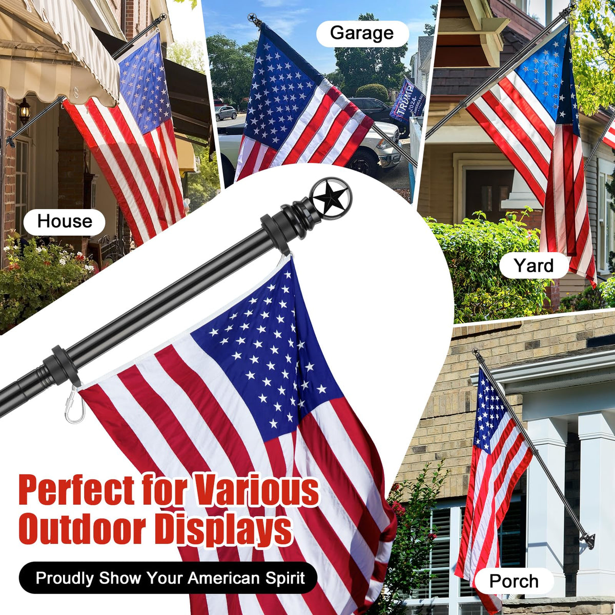 5ft Stainless Steel Flagpole with 3x5 Embroidered US Flag S205175