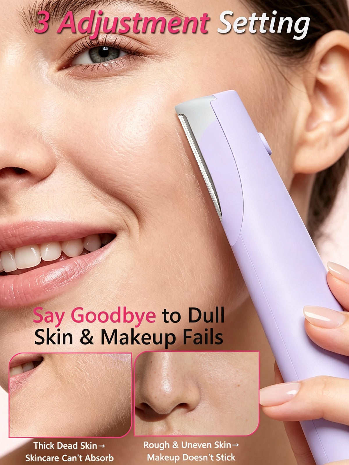 Sonic Facial Hair Remover with LED Light, 4 Replacement Blades C18827