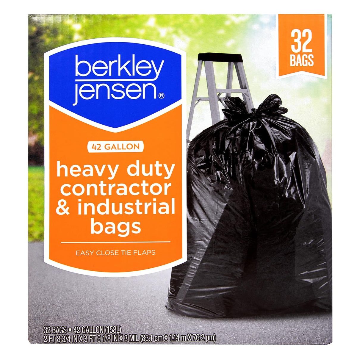 42 Gallon 32 Count Black 3 Mil Contractor Trash Bags O673
