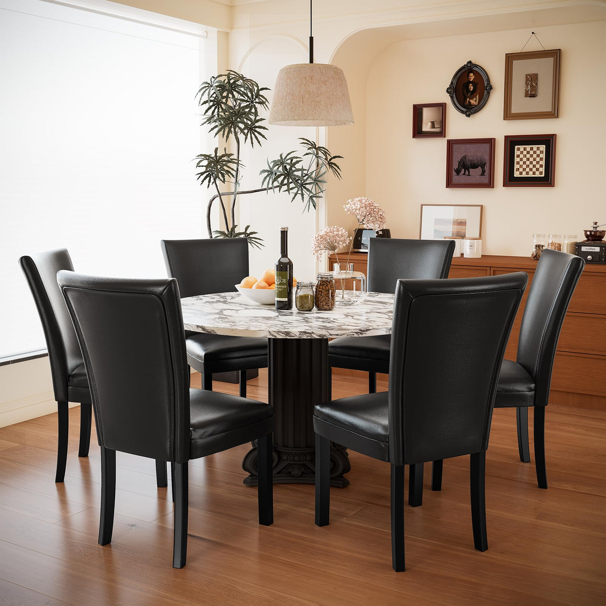 Set of 6 Solid Wood Upholstered Dining Chairs P869715