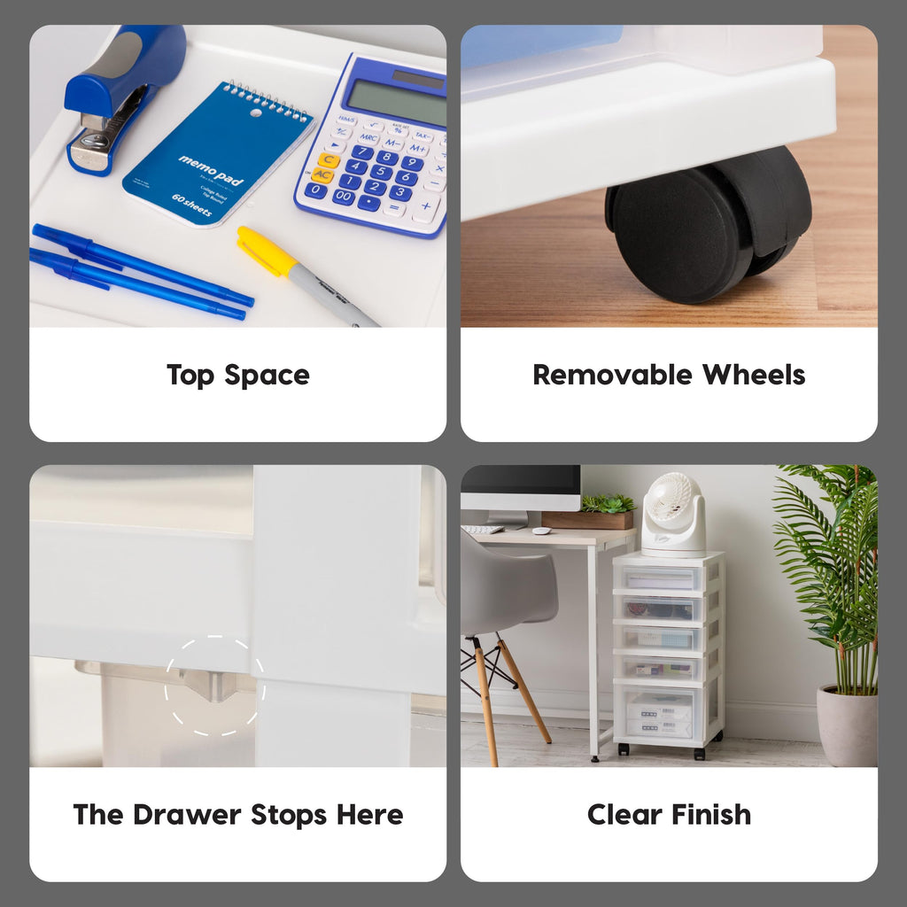 5 Drawer Rolling Storage Cart with Organizer Top O443356
