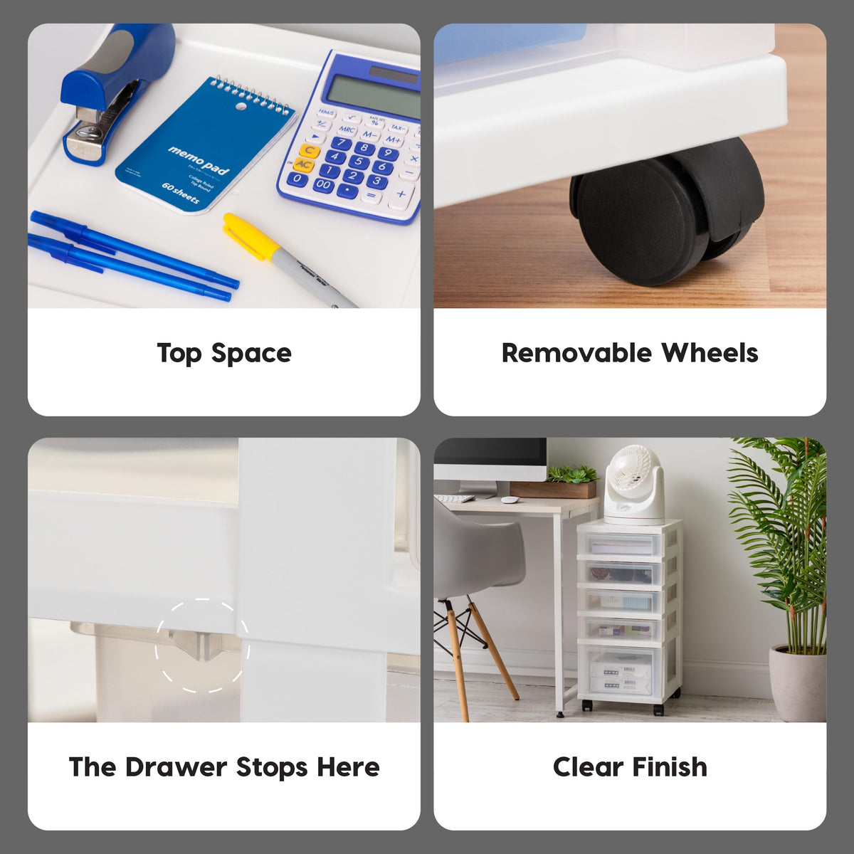 5 Drawer Rolling Storage Cart with Organizer Top O443356