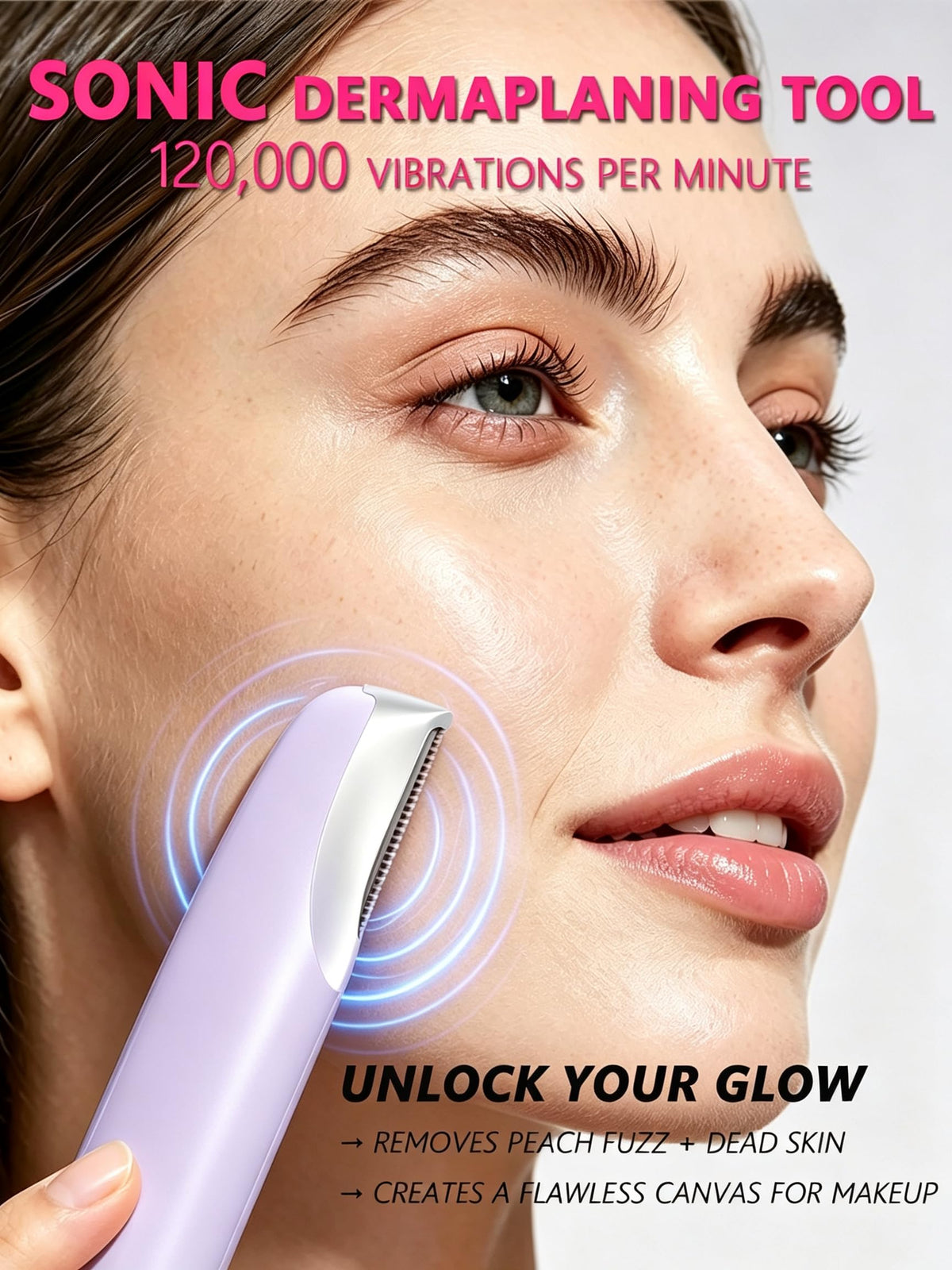 Sonic Facial Hair Remover with LED Light, 4 Replacement Blades C18827