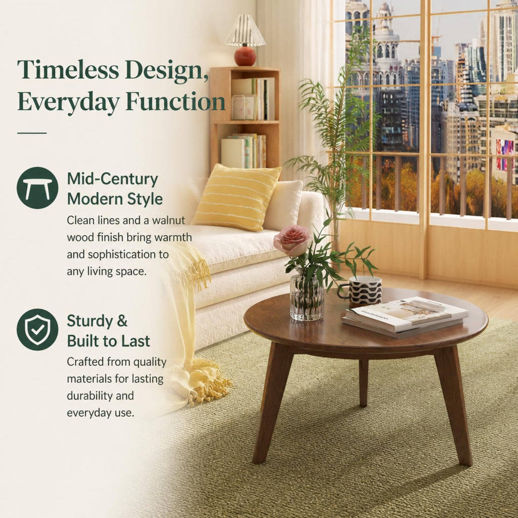 Solid Wood Round Coffee Table T538