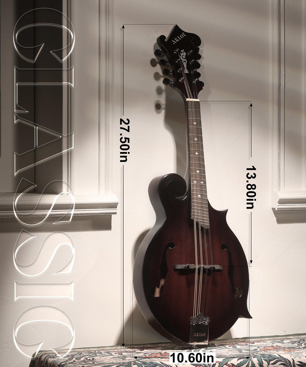 Hand-Carved Mahogany Acoustic Mandolin with Padded Bag R306346