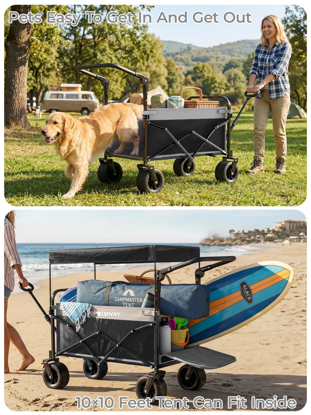 Collapsible Wagon with Canopy Black X8691