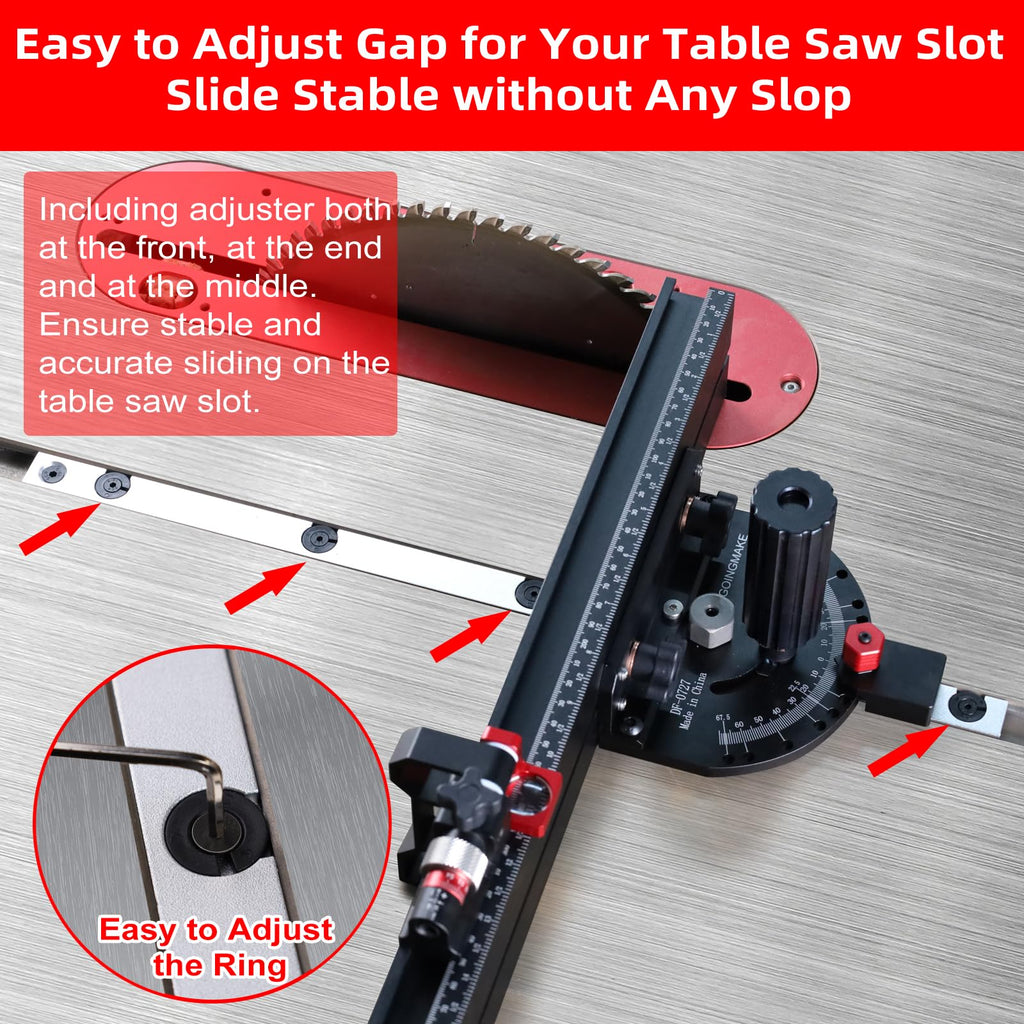 Table Saw Miter Gauge with Micro Adjust Flip Stop B233307