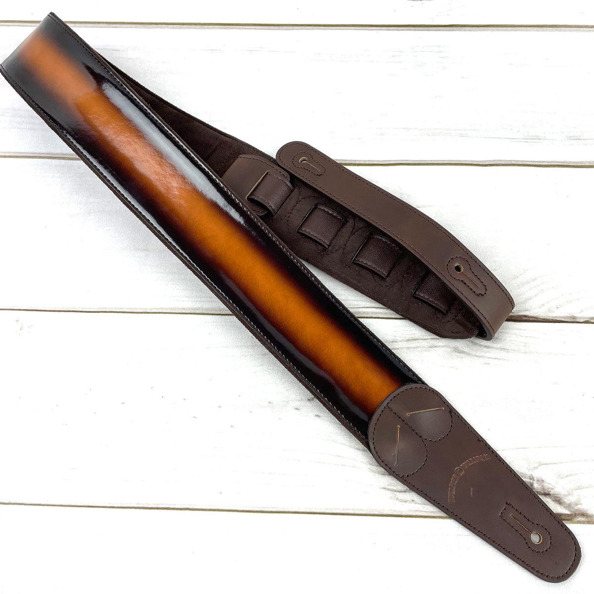 Sunburst Finish Guitar Strap with Pick Pockets & Padded Velour Back D1829