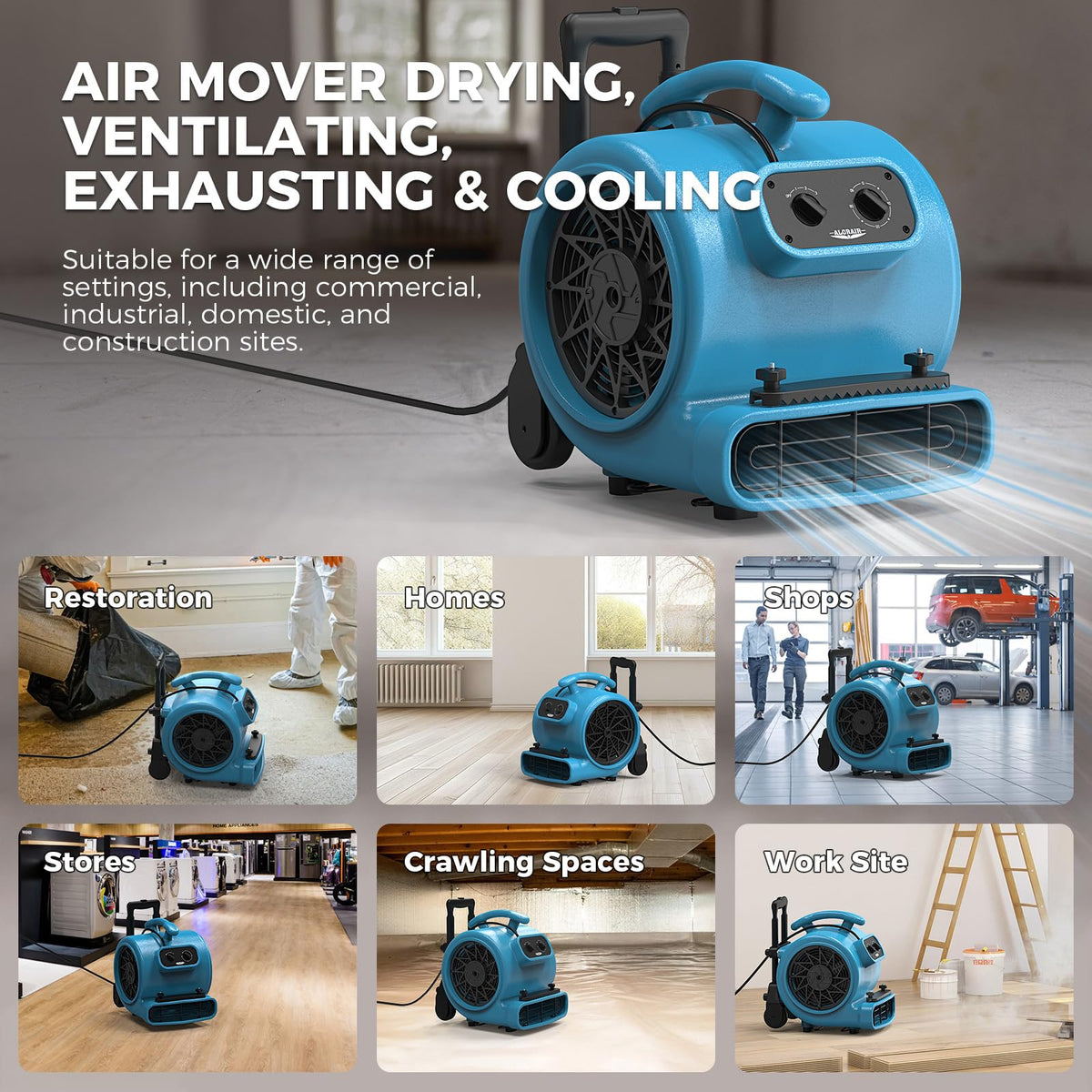 3 Speed Air Mover Carpet Drying Fan D658