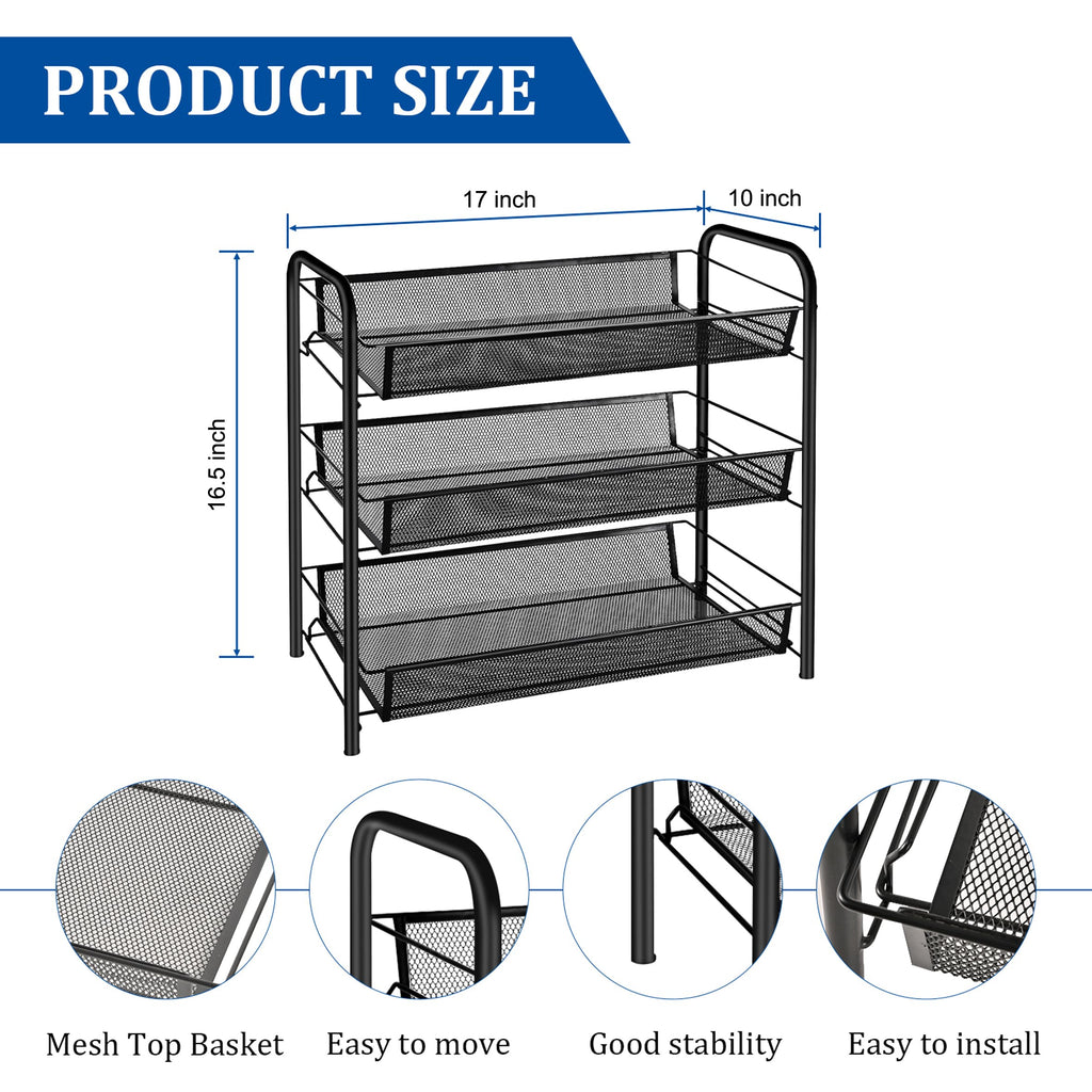 3 Tier Rectangular Metal Fruit Basket Y97872