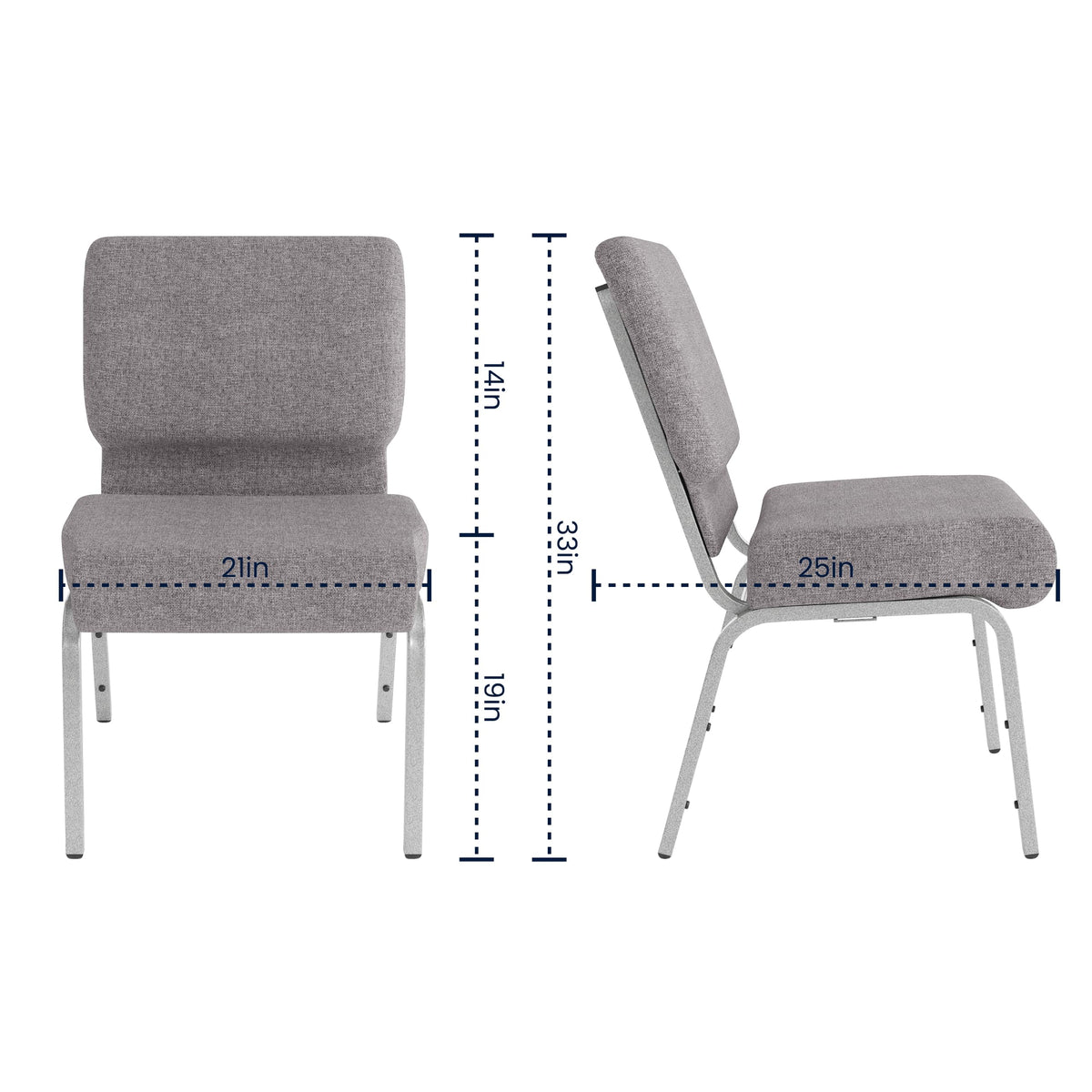 Gray 21" W Stacking Church Chair 4-Pack U77048