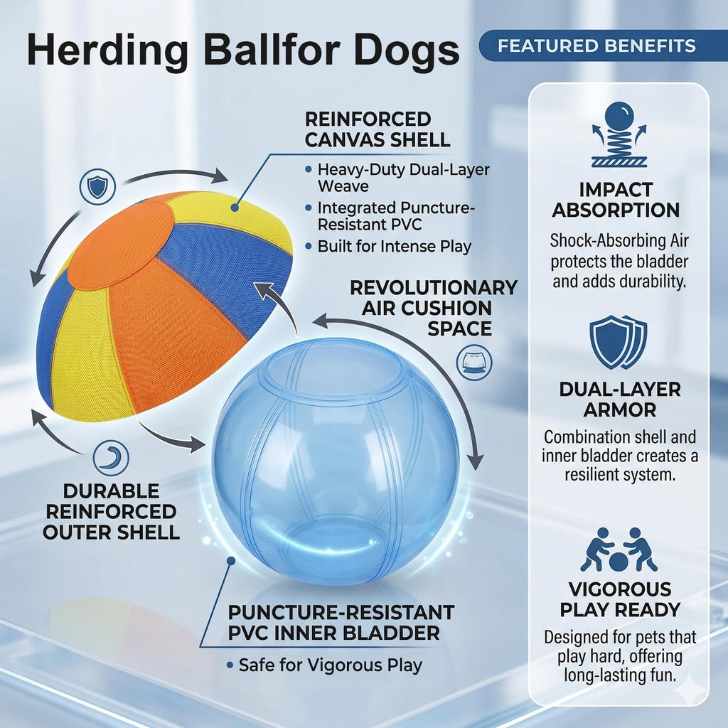 Inflatable Dog Ball with Handle Cover & Pump 18in U127