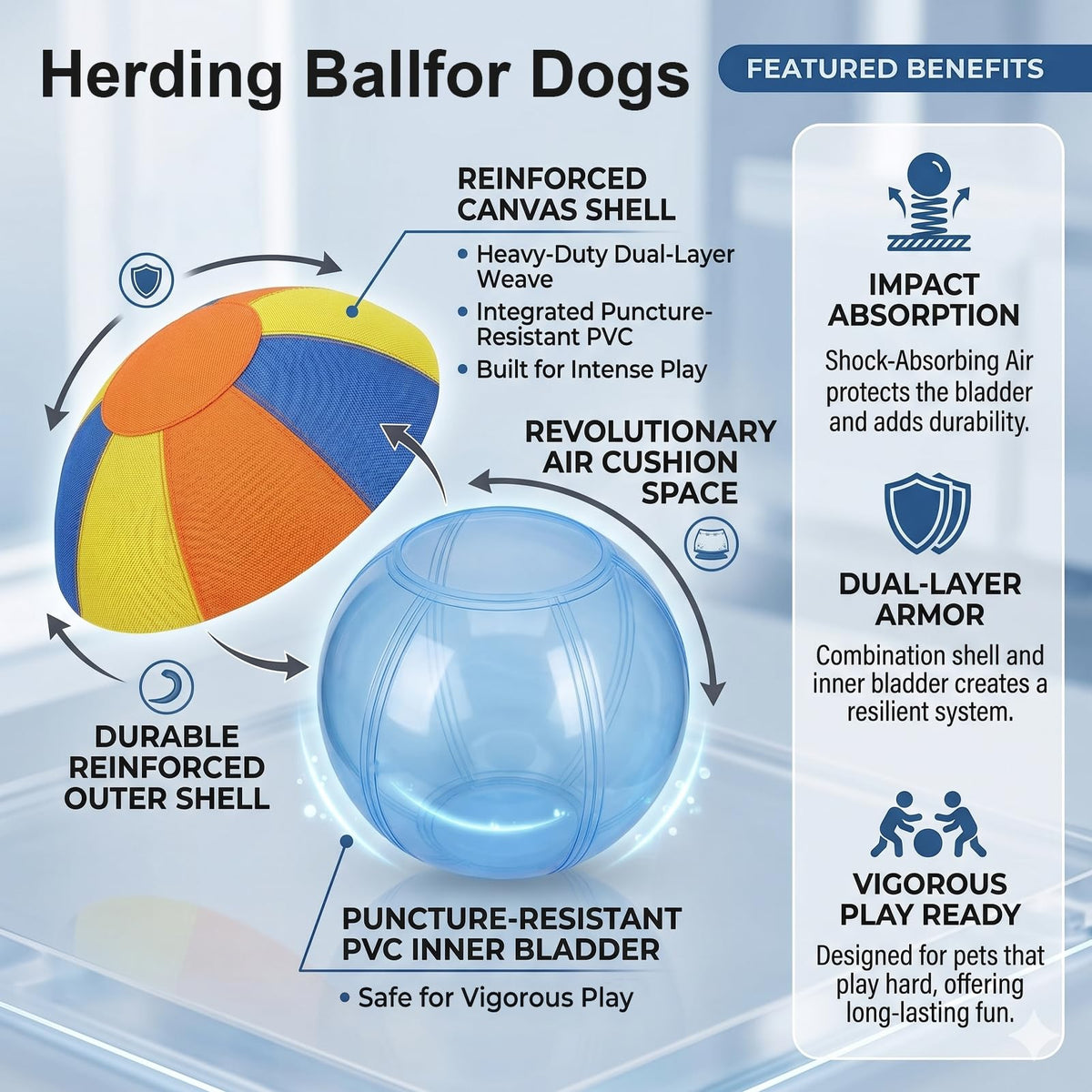 Inflatable Dog Ball with Handle Cover & Pump 18in U127
