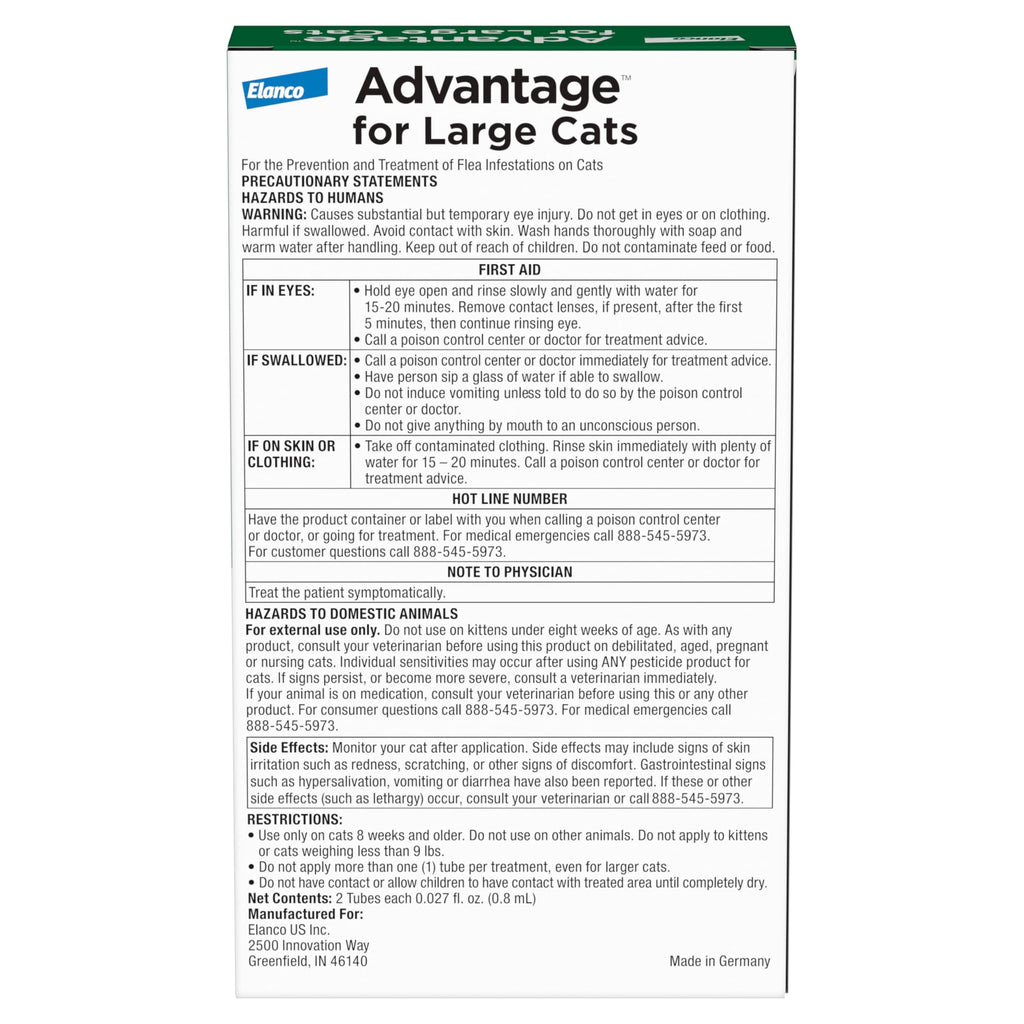 Topical Cat Flea Treatment and Prevention for Large Cats Over 9 lbs U862