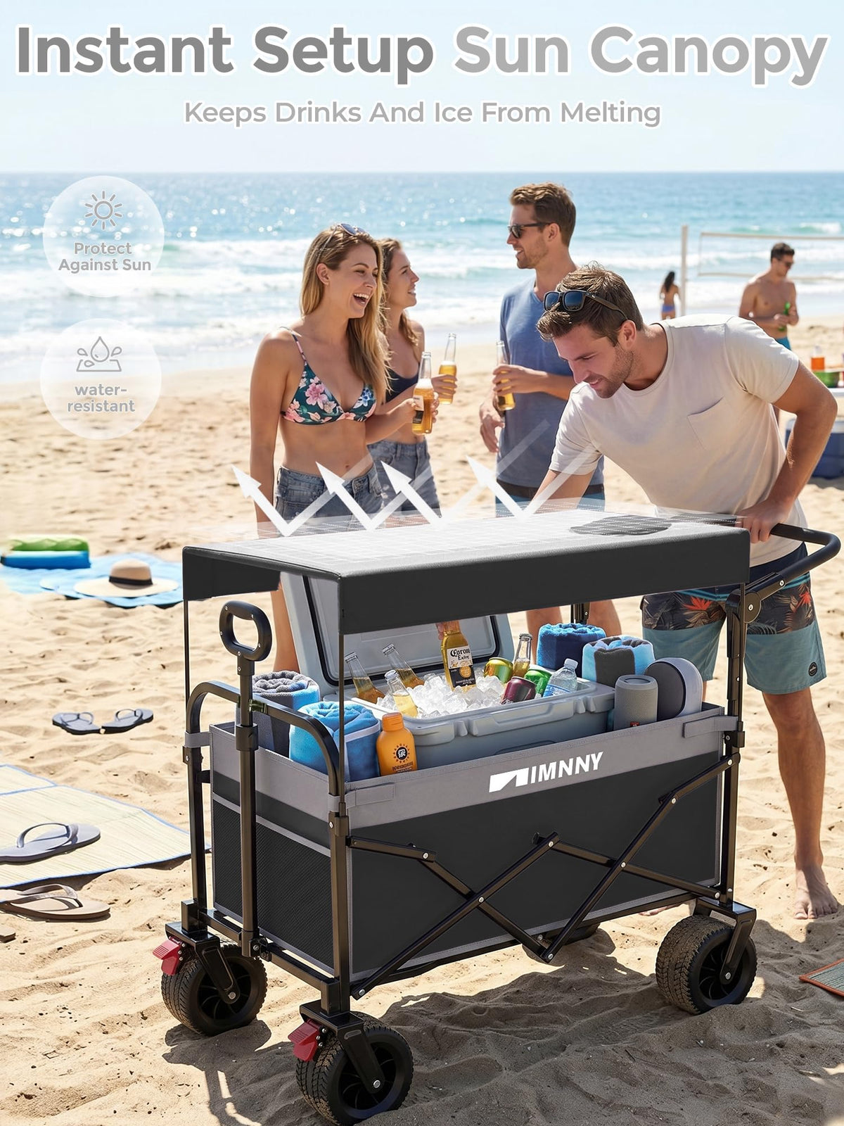 Collapsible Wagon with Canopy Black X8691