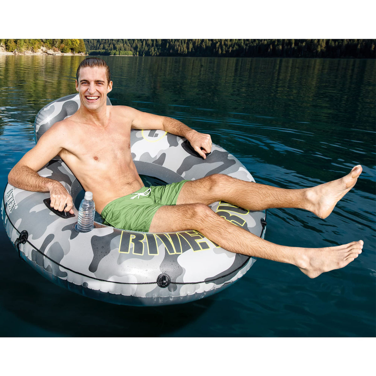 Inflatable Floating Water Tube Raft with Cup Holders, 4 Pack B82499