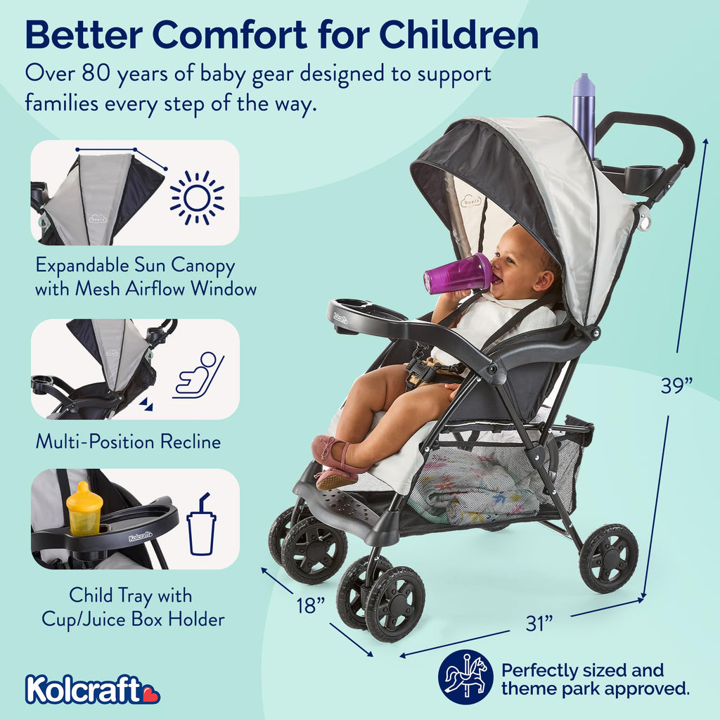 Lightweight Umbrella Stroller with Reclining Seat and Canopy, Slate Gray X1610