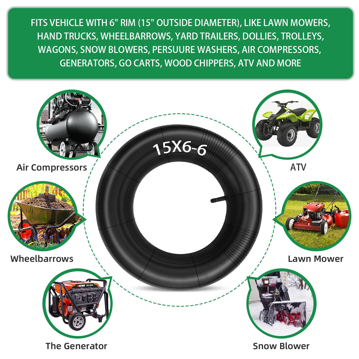 15x6.00-6 Inner Tube with TR-13 Straight Valve Stem X1182