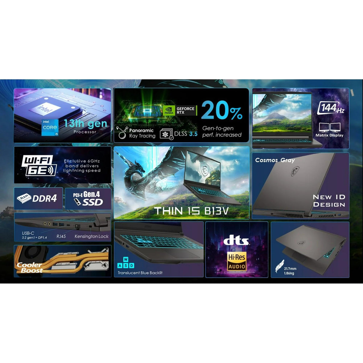 15.6" FHD Gaming Laptop Intel Core i5-13420H RTX 4060 16GB RAM 1TB SSD Gray H697094