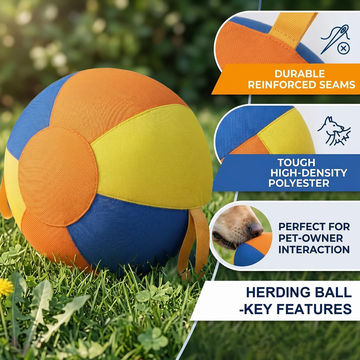 Inflatable Dog Ball with Handle Cover & Pump 18in U127