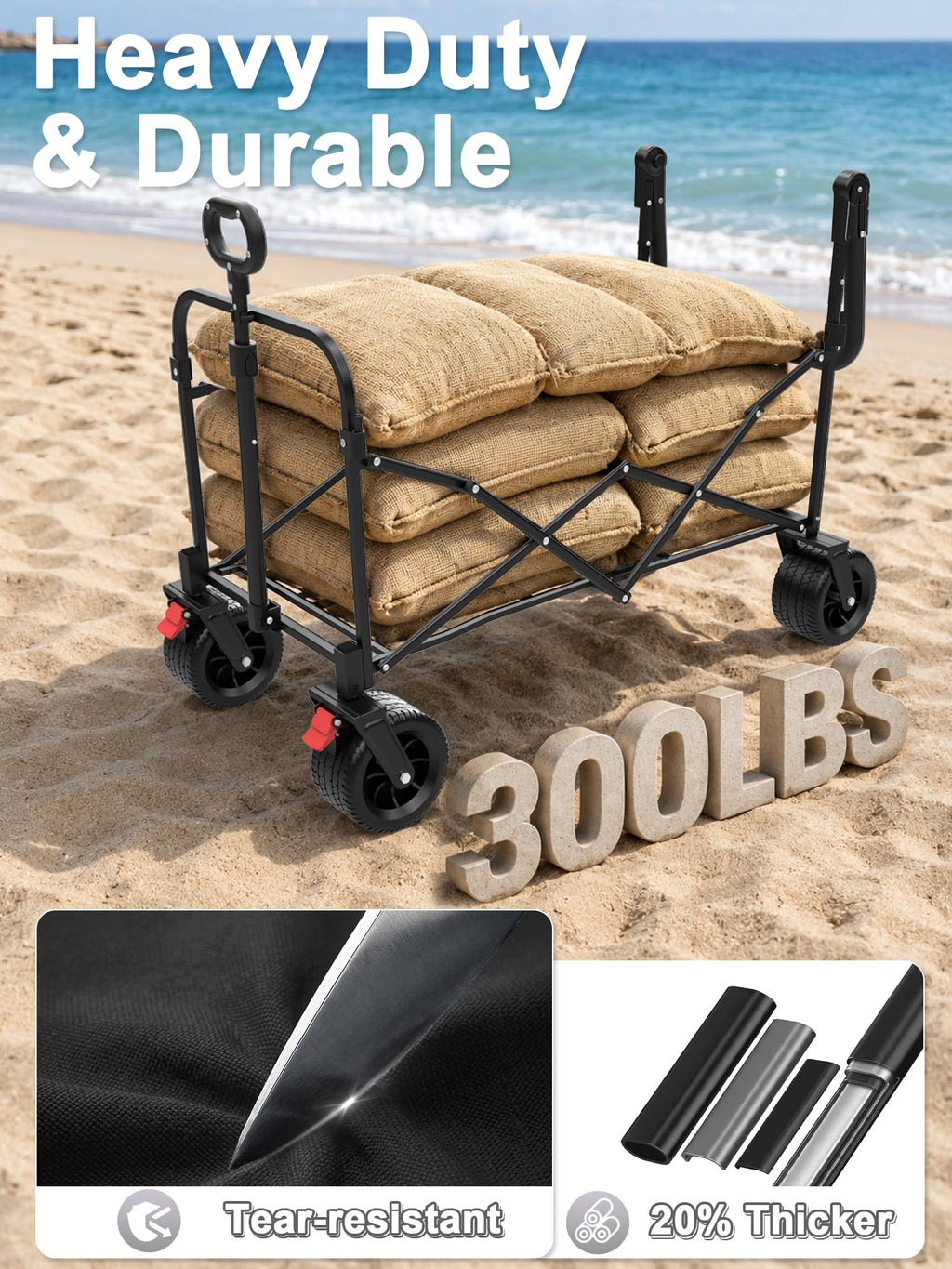 Collapsible Wagon with Canopy Black X8691