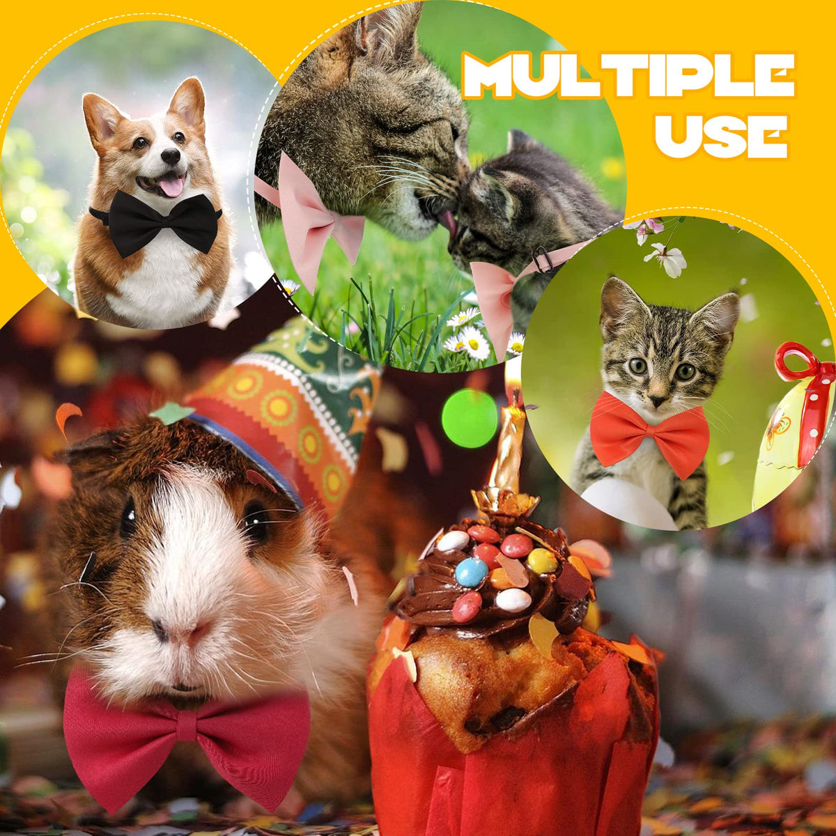 120 Pcs Dog Bow Ties with Adjustable Collar J89768