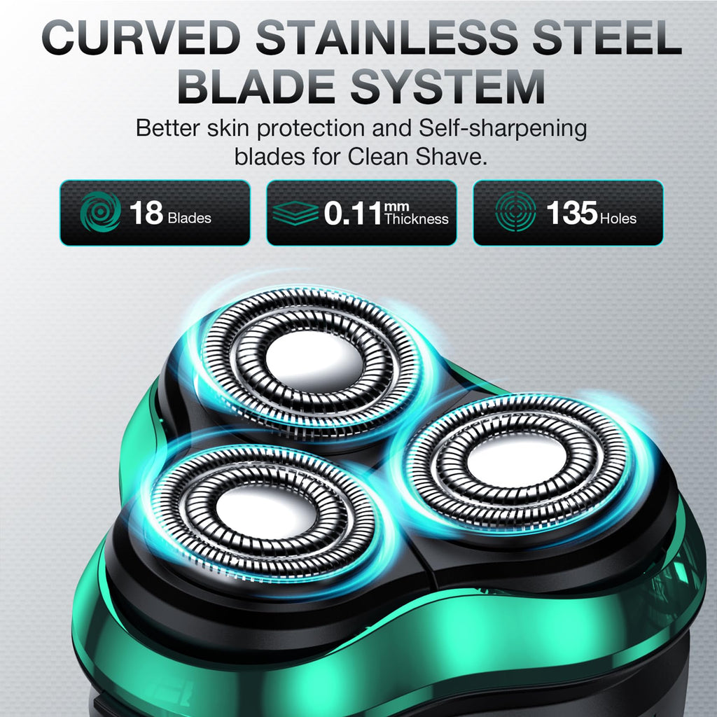 Cordless Rechargeable Rotary Electric Razor with Pop-Up Trimmer A257067