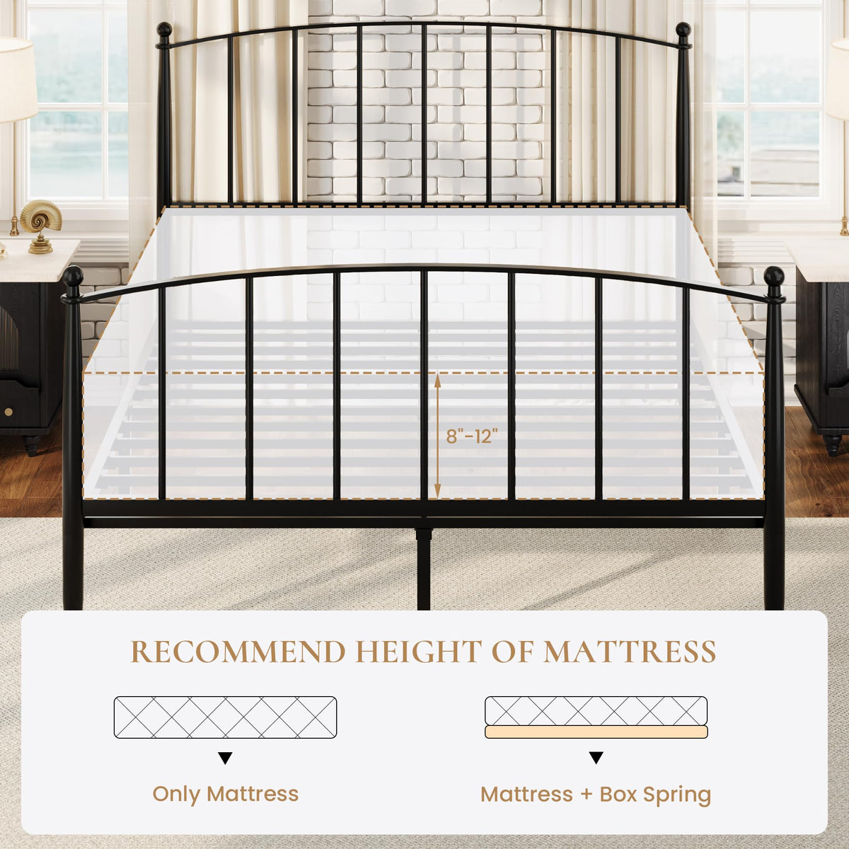Full Size Black Metal Platform Bed Frame A8685