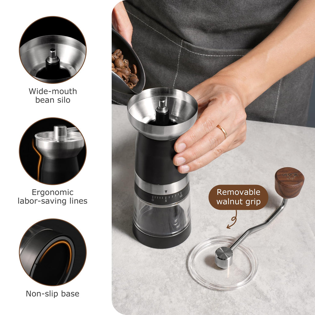 Manual Coffee Grinder Stainless Steel Conical Burr M889