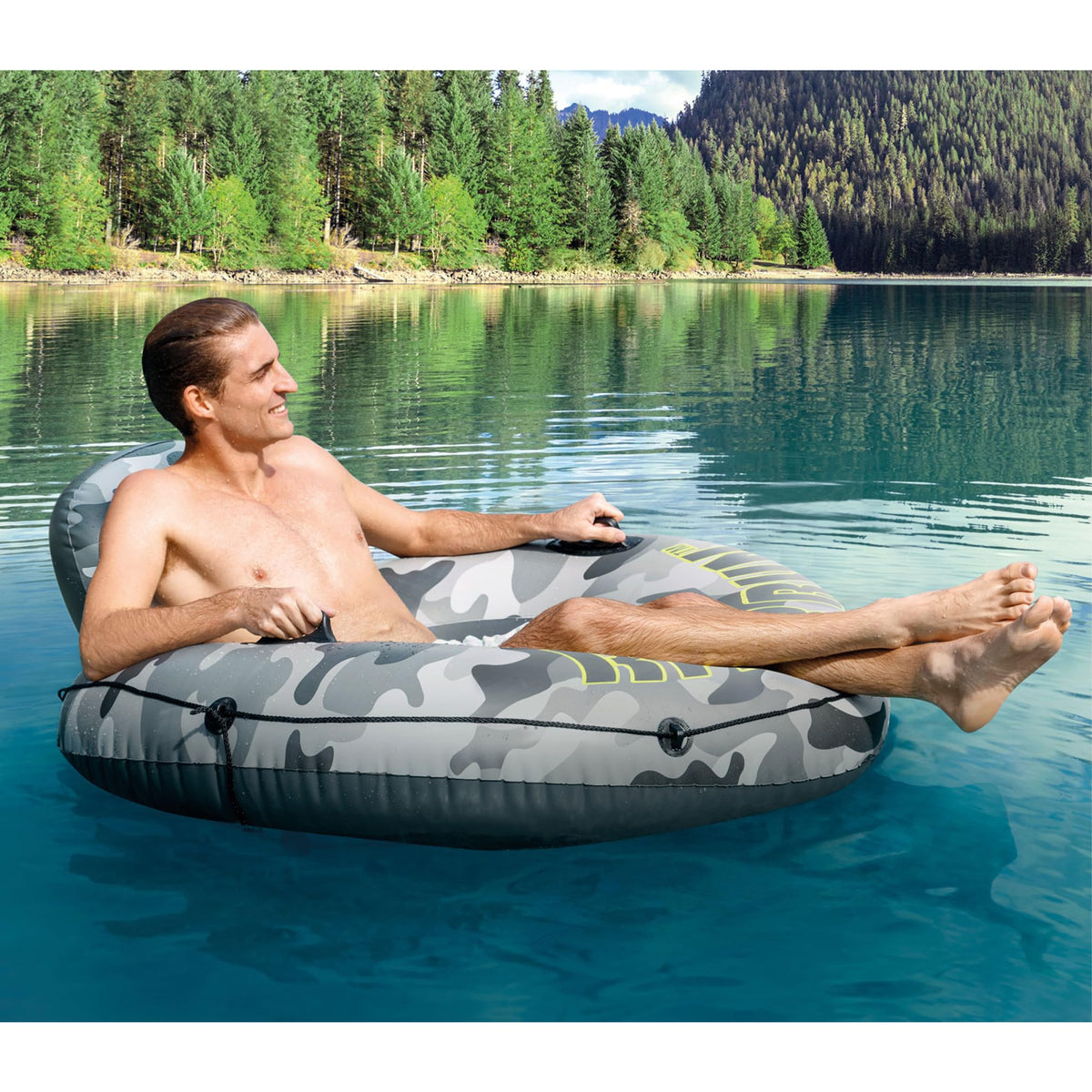 Inflatable Floating Water Tube Raft with Cup Holders, 4 Pack B82499