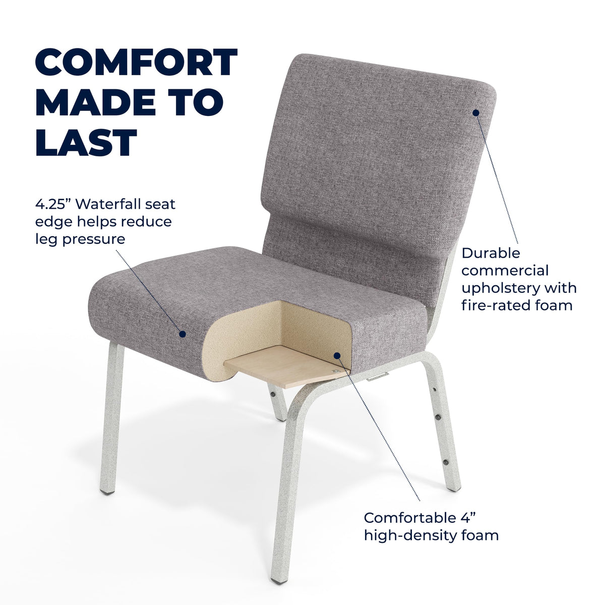 Gray 21" W Stacking Church Chair 4-Pack U77048