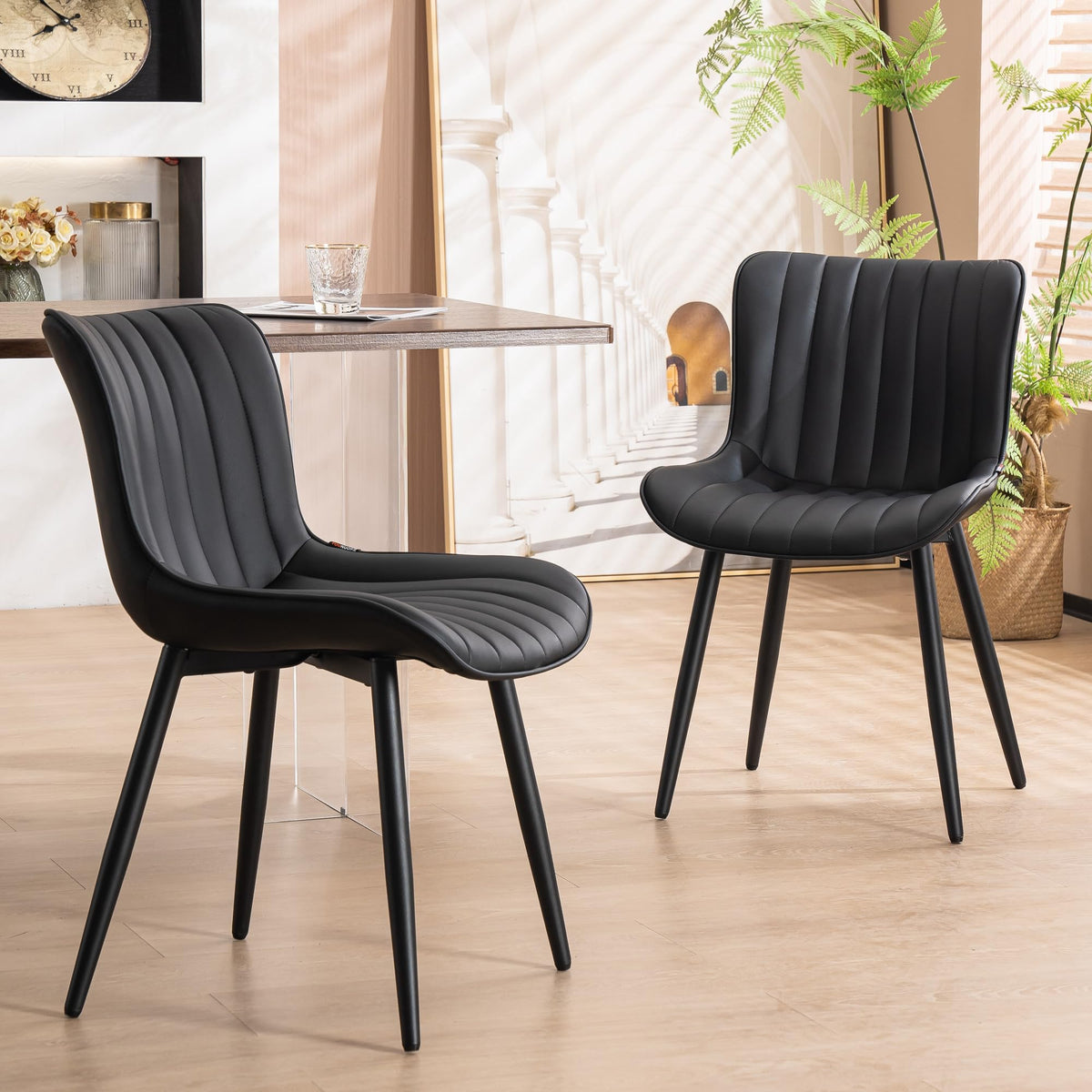 Black Dining Chairs Set of 2 P48741