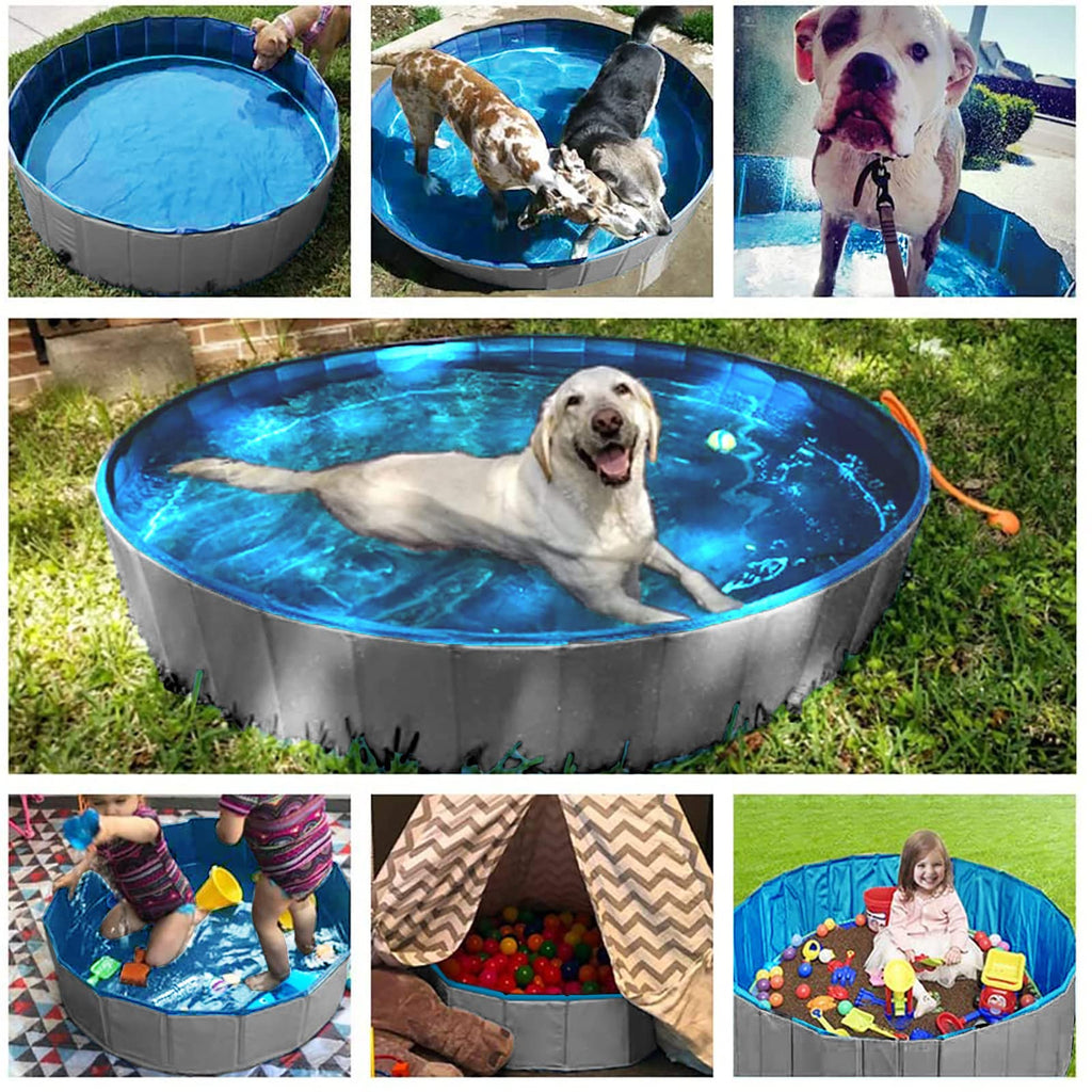 Foldable Dog Pet Bath Pool Collapsible 48" Grey I240