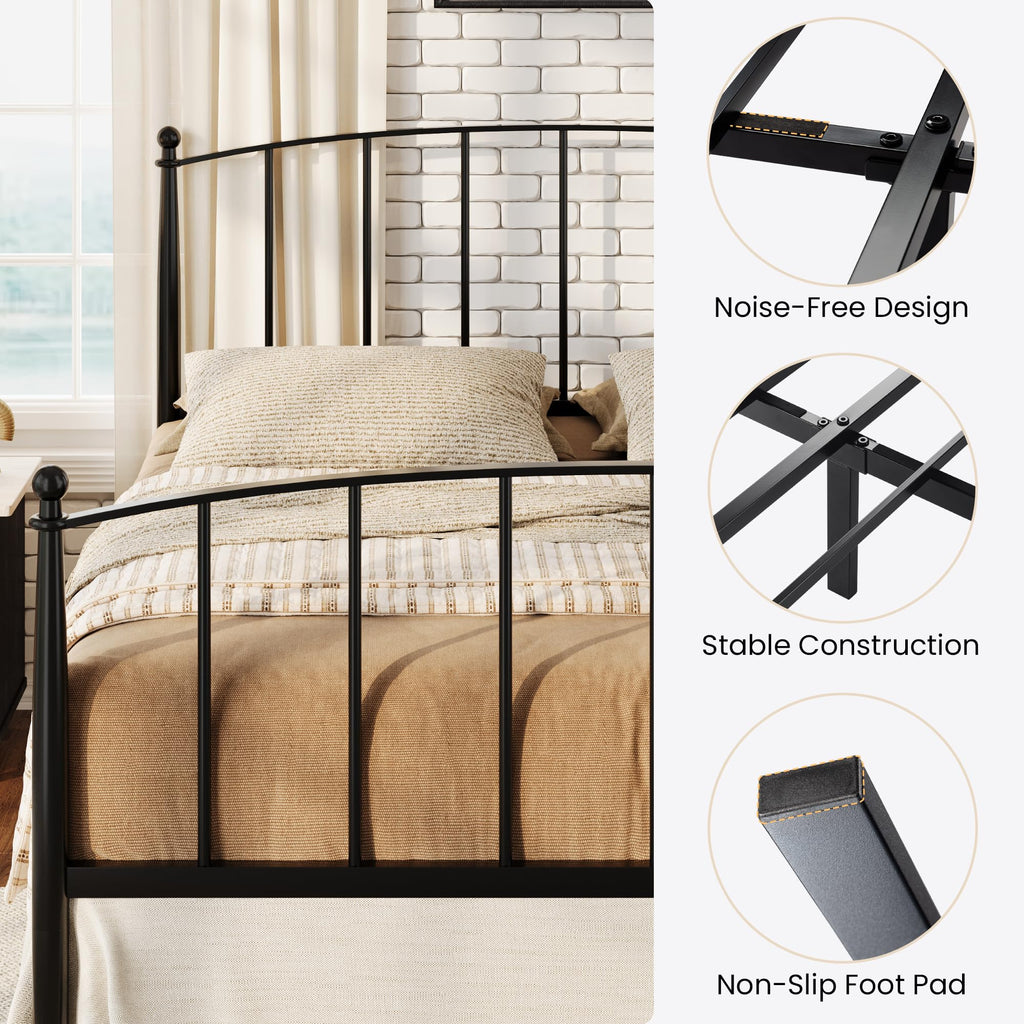 Full Size Black Metal Platform Bed Frame A8685