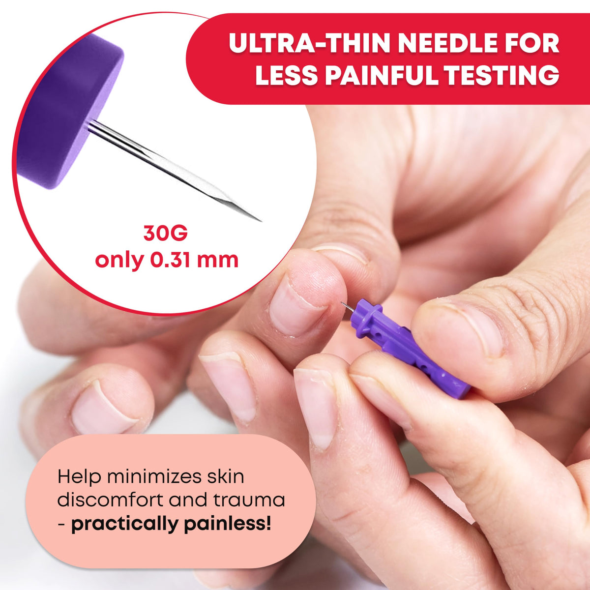 Sterile Twist-Cap Lancets 30G Purple 500 Count M76971