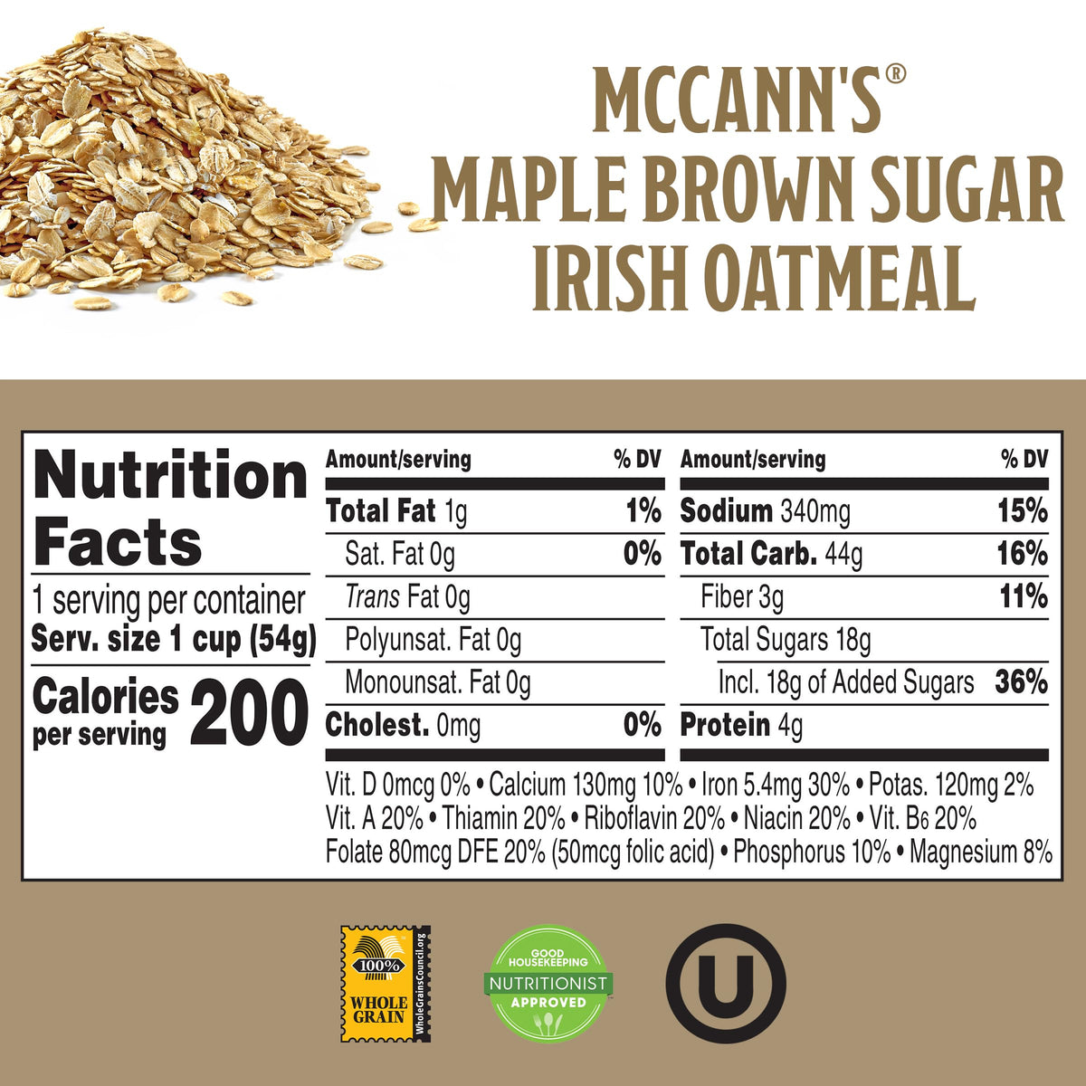 Instant Oatmeal Cup Maple Brown Sugar 1.9 Ounce Pack of 12 U292383